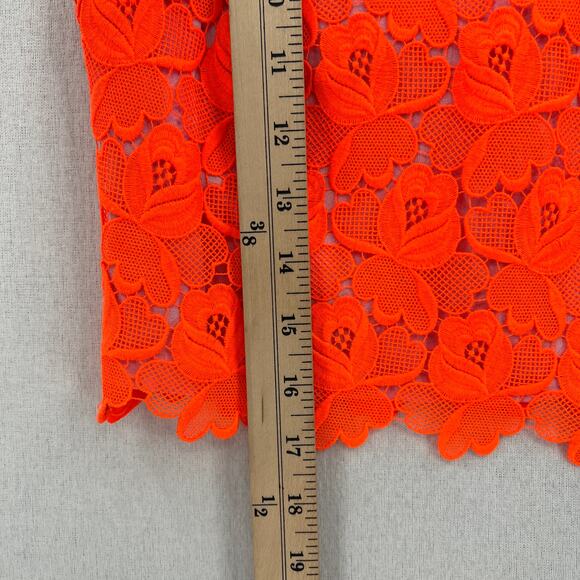 ALC Adriana Crop Top Women 0 Neon Orange Floral Lace Crew neck Scalloped Crochet - Picture 15 of 15
